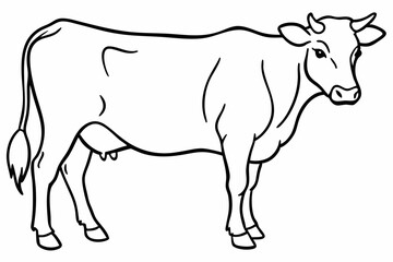 cow line art vector illustration	
