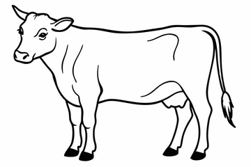 cow line art vector illustration	
