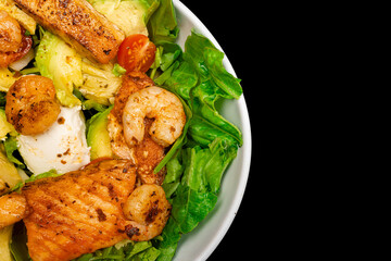 Pear Salad with mushrooms and cashews with black background