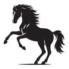 Racing horse running, Silhouette Vector