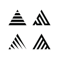 Set of minimalist mountain logo design. Premium Vector