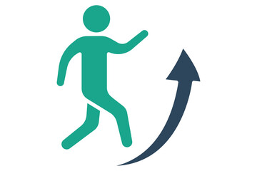 Career icon. people with arrow. icon related to advance . solid icon style. business elements vector illustration