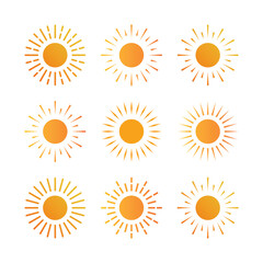 Collection of creative sun logo design. Premium Vector