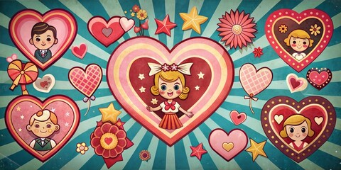 Valentine heart love images retro background