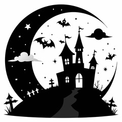 Night Sky Silhouette Vector Color  illustration
