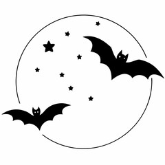 Night Sky Silhouette Vector Color  illustration
