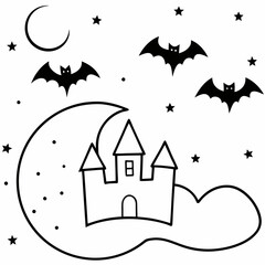 Night Sky Silhouette Vector Color  illustration
