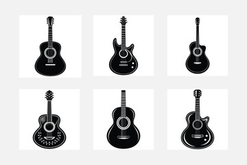 Modern Guitars Silhouette White Background Artwork Ideas
