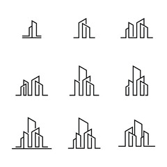 Set of building logo design minimalist. Premium Vector