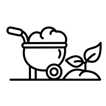 wheelbarrow with soil and sprout outline clip art preview