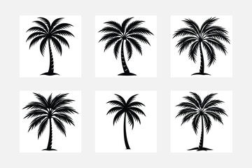 Palm tree silhouette white background artwork set for minimalist decor
