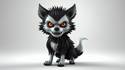 Fototapeta premium 3d cute gothic lycanthrope character in white background