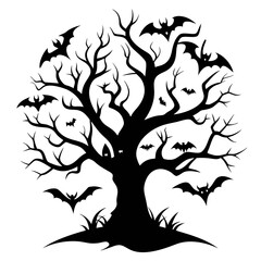 Halloween tree Silhouette Vector illustration
