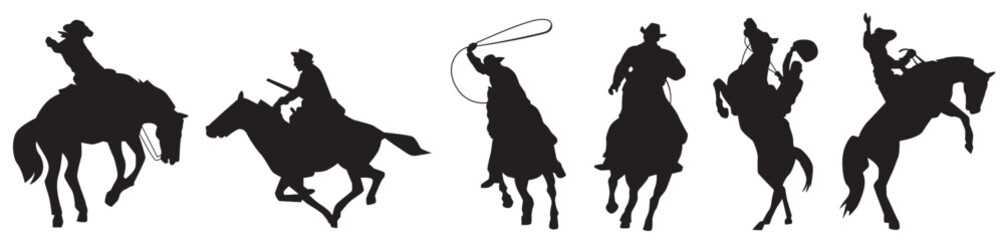 cowboy riding in horse people silhouette