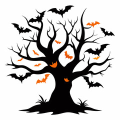 Halloween tree Silhouette Vector illustration
