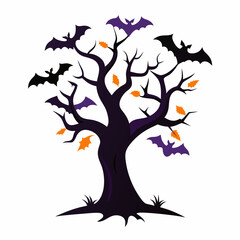Halloween tree Silhouette Vector illustration
