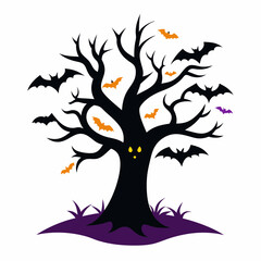 Halloween tree Silhouette Vector illustration
