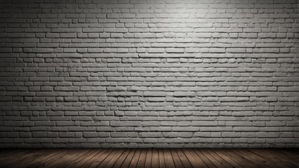 white brick wall with grungy texture and spotlight for background