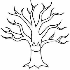 Halloween tree Silhouette Vector illustration
