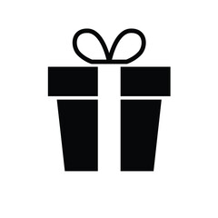 gift box icon, black and white style