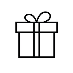 gift icon, gift box, outline style editable