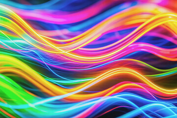 Abstract Neon waves pulsate gently, creating a vibrant visual rhythm.