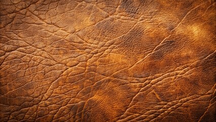 Rustic, vintage-inspired distressed saddle leather texture with wrinkled, cracked surface, showcasing weathered, aged appearance with deep crevices and worn, roughened grain.