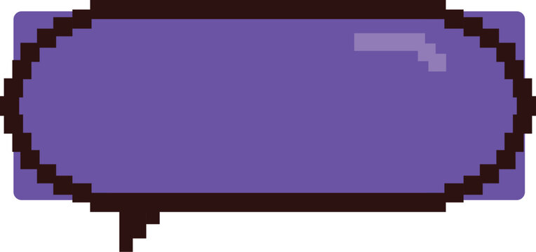 recommend clip art: Retro style purple pixelated speech bubble is displaying a blank message