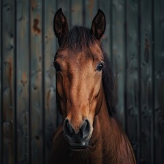 Fototapeta premium horse isolated on metal background
