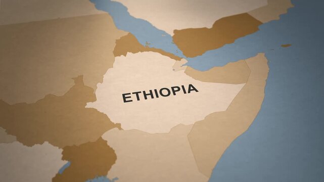 Old Paper Map of Ethiopia