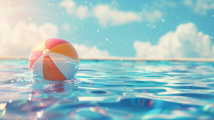 A Colorful Beach Ball Floating on a Luxury Pool