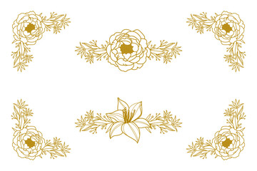 The Blooms Greenery Floral Foliage Ornament Corner Text Separator Elegance Frame for Invitations