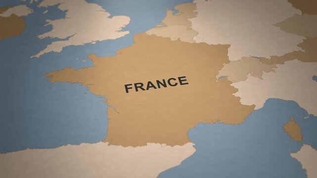 Old Paper Map of France