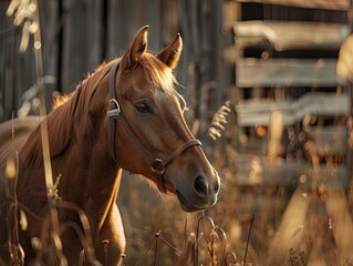 Fototapeta premium horse isolated on wooden background