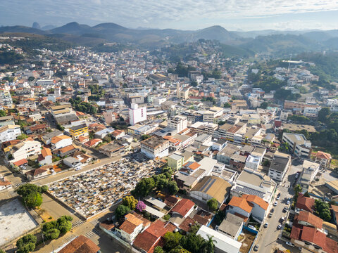 Aerial drone view of the urban area of Sao Gabriel da Palha, ES, Brazil, highlighting the city&rsquo;s infrastructure, residential areas, and key landmarks