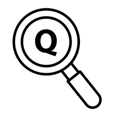 A magnifying glass and a question.