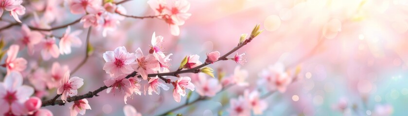 Pink Cherry Blossoms in Spring Light