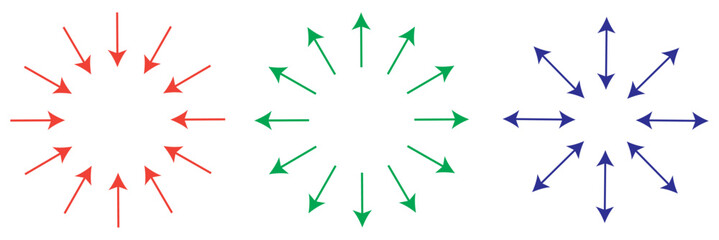 inward and outward arrow to center. icon, vector illustration