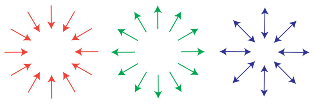 inward and outward arrow to center. icon, vector illustration