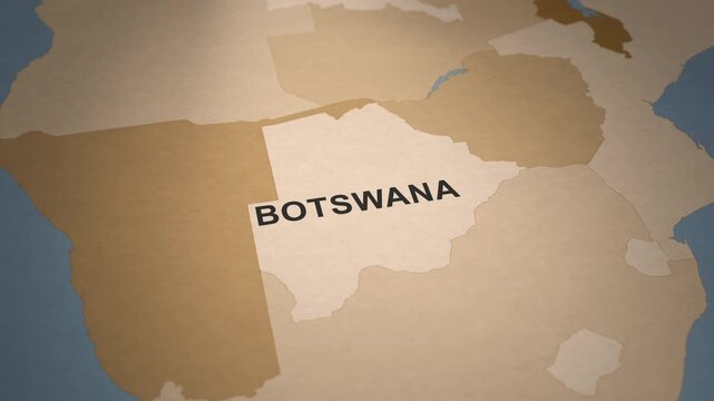 Old Paper Map of Botswana