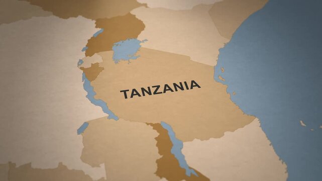 Old Paper Map of Tanzania