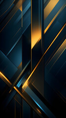 Digital technology blue gold metal geometric abstract poster background