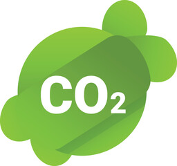 Green blob showing co2 text on white background, concept for carbon dioxide emission