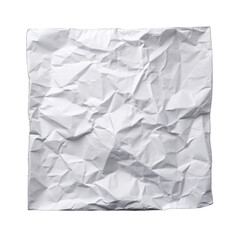 Blank white crumpled squared paper sheet on transparent background