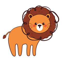 cute hand drawing cartoon lion. cute animal doodle