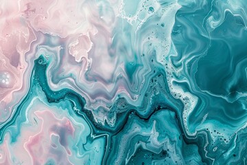 Obraz premium An abstract artwork featuring a dynamic, fluid design with various shades of lighter dynamic colors, along with white and pastel blue accents.