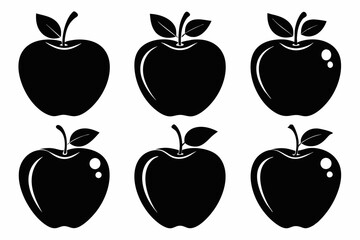 Apple vector silhouette set, apple icon set

