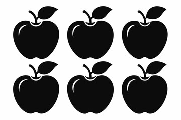 Apple vector silhouette set, apple icon set

