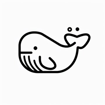 recommend clip art: whale icon - simple black line art illustration