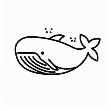 recommend clip art: whale icon - simple black line art illustration